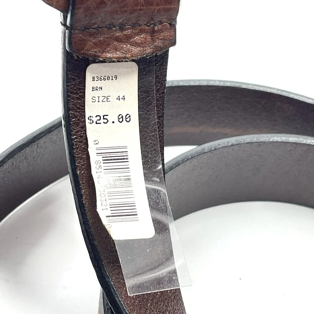 Cowhide Leather Men's Brown Solid Brass Buckle Imported Italian‎ Belt Size 44